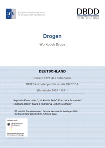 Bericht 2021 des nationalen REITOX-Knotenpunkts an die EBDD (Datenjahr 2020 / 2021) – Cover des Workbook Drogen (DBDD, 18.11.2021)